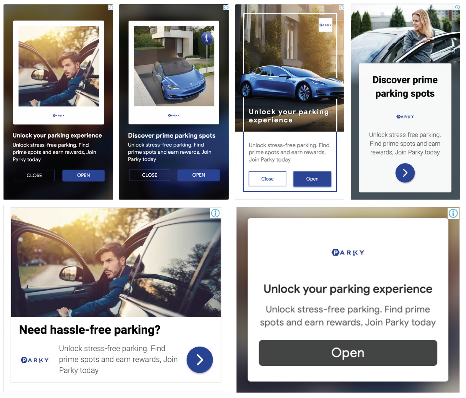 Parky app UI mockups